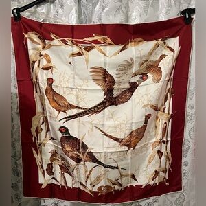 Vintage Abercrombie and Fitch Pheasant Print Silk Scarf